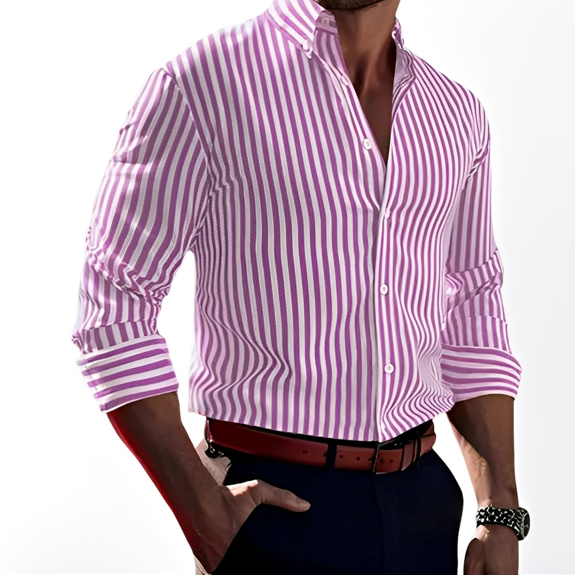 Brycen - Camicia elegante a righe a manica lunga per uomo
