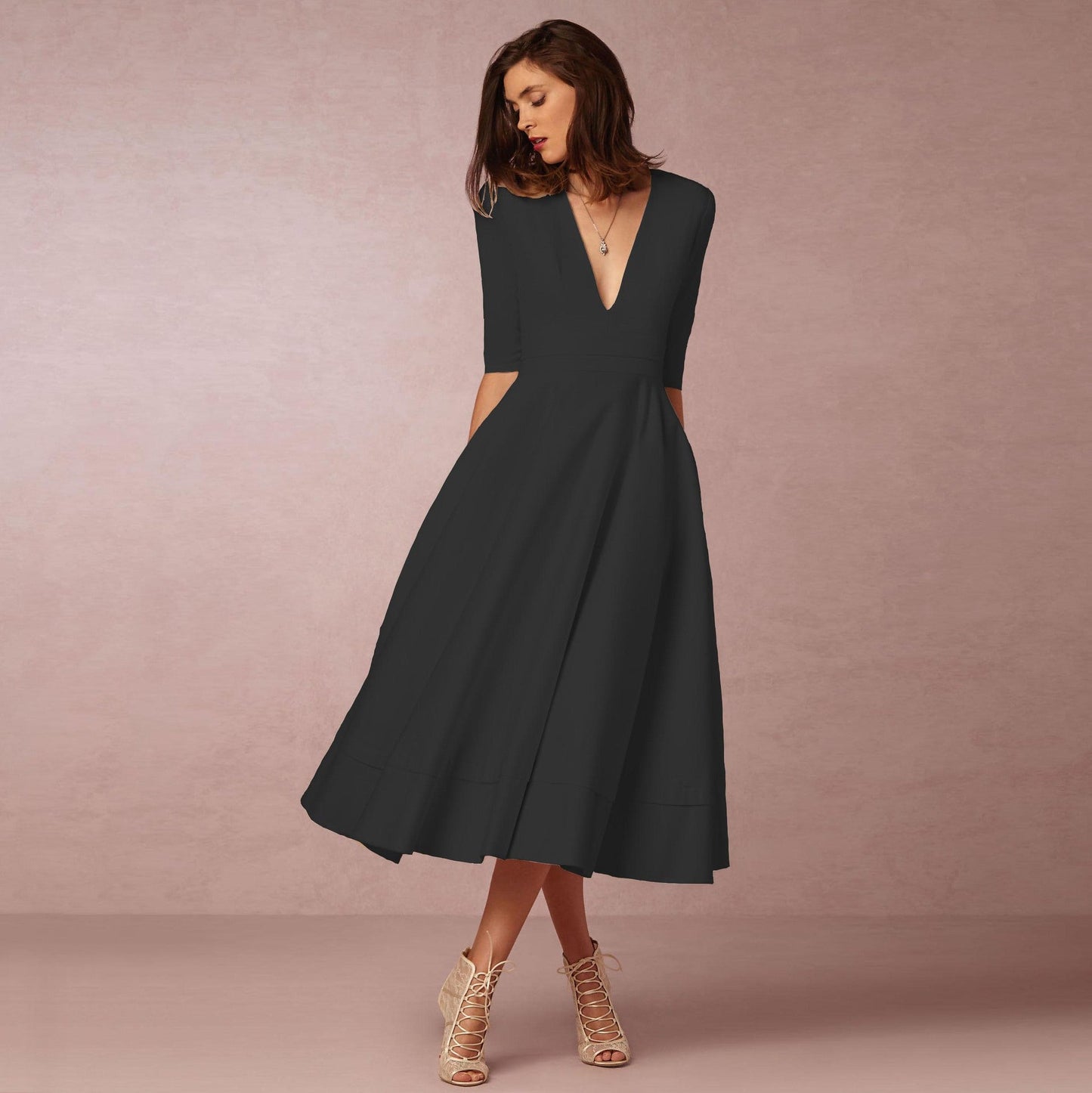 Sharise - Vestito casual con scollo a V per donne