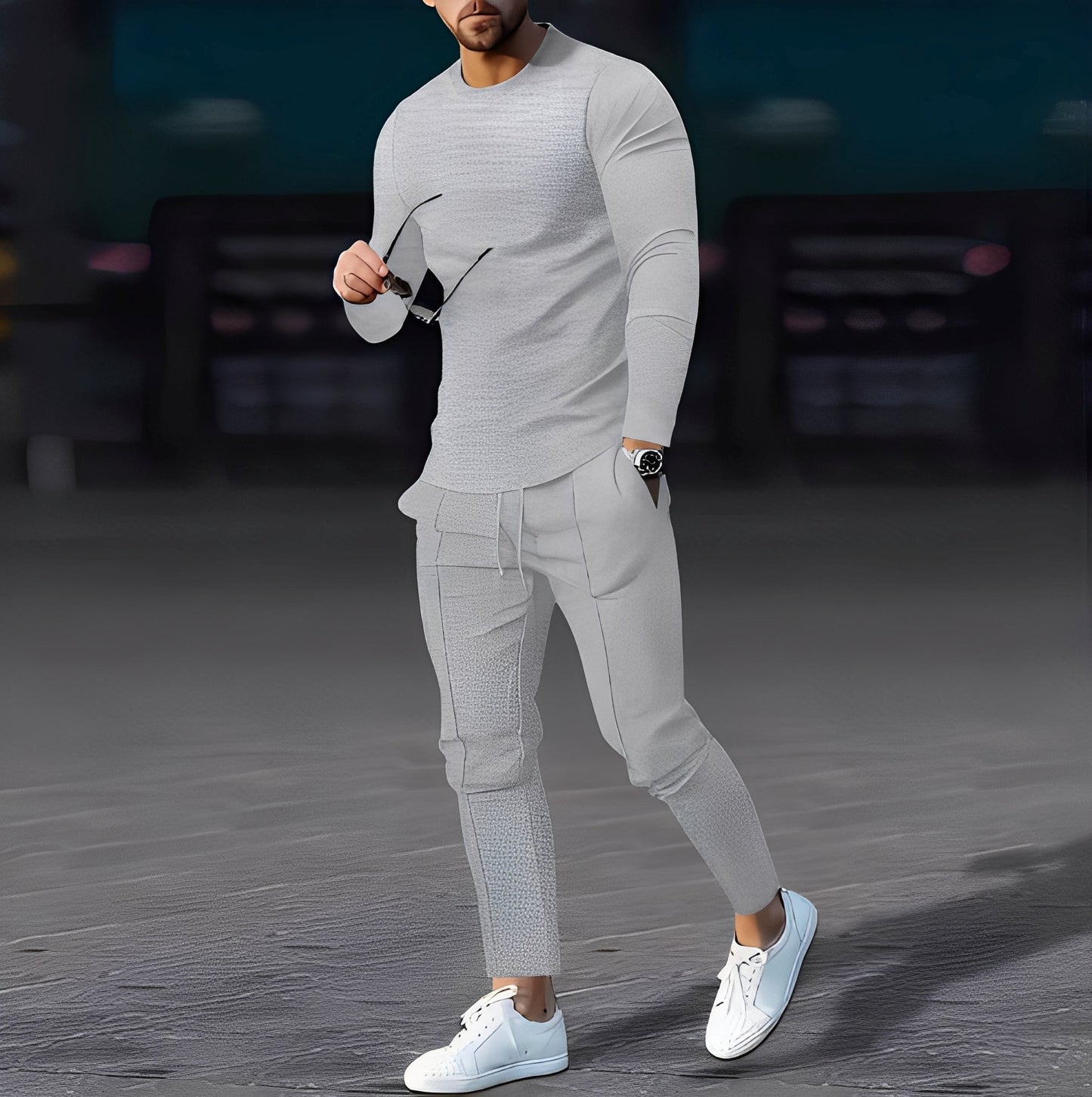 Dillan - Completo Slim-Fit Casual per Uomo in Tessuto a Nido d'Ape