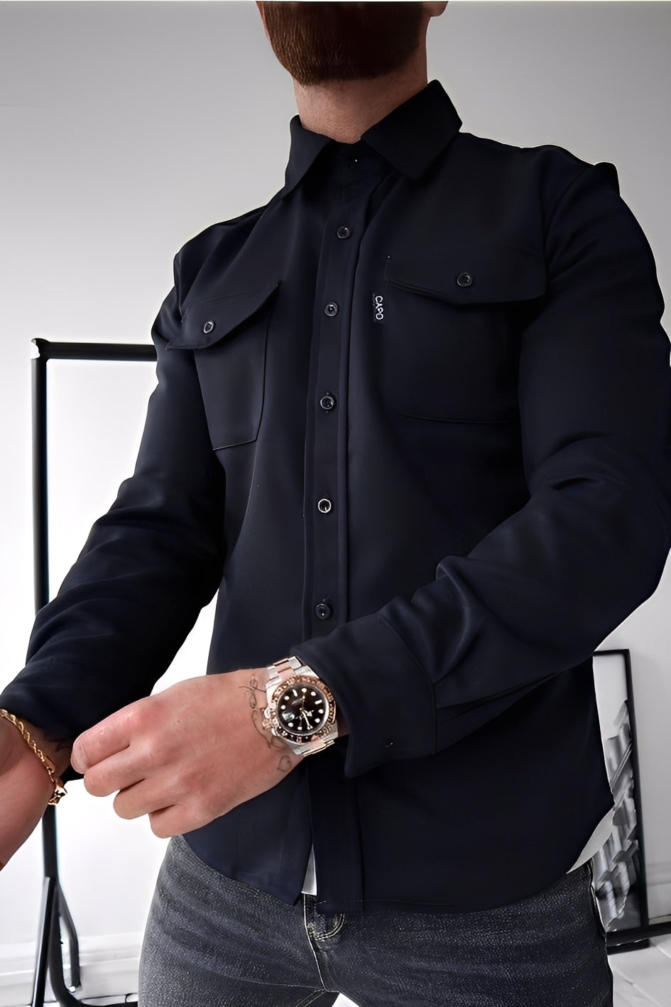 David - Camicia da uomo con tasche per un look informale