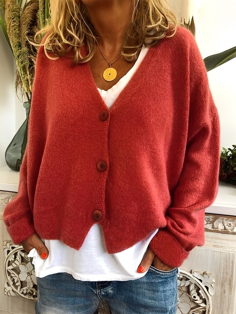Evette - Maglione aperto casual con bottoni per donne