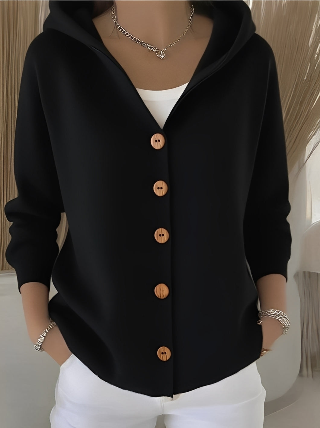 Ryanne - Cardigan casual a maniche lunghe con cappuccio per donne