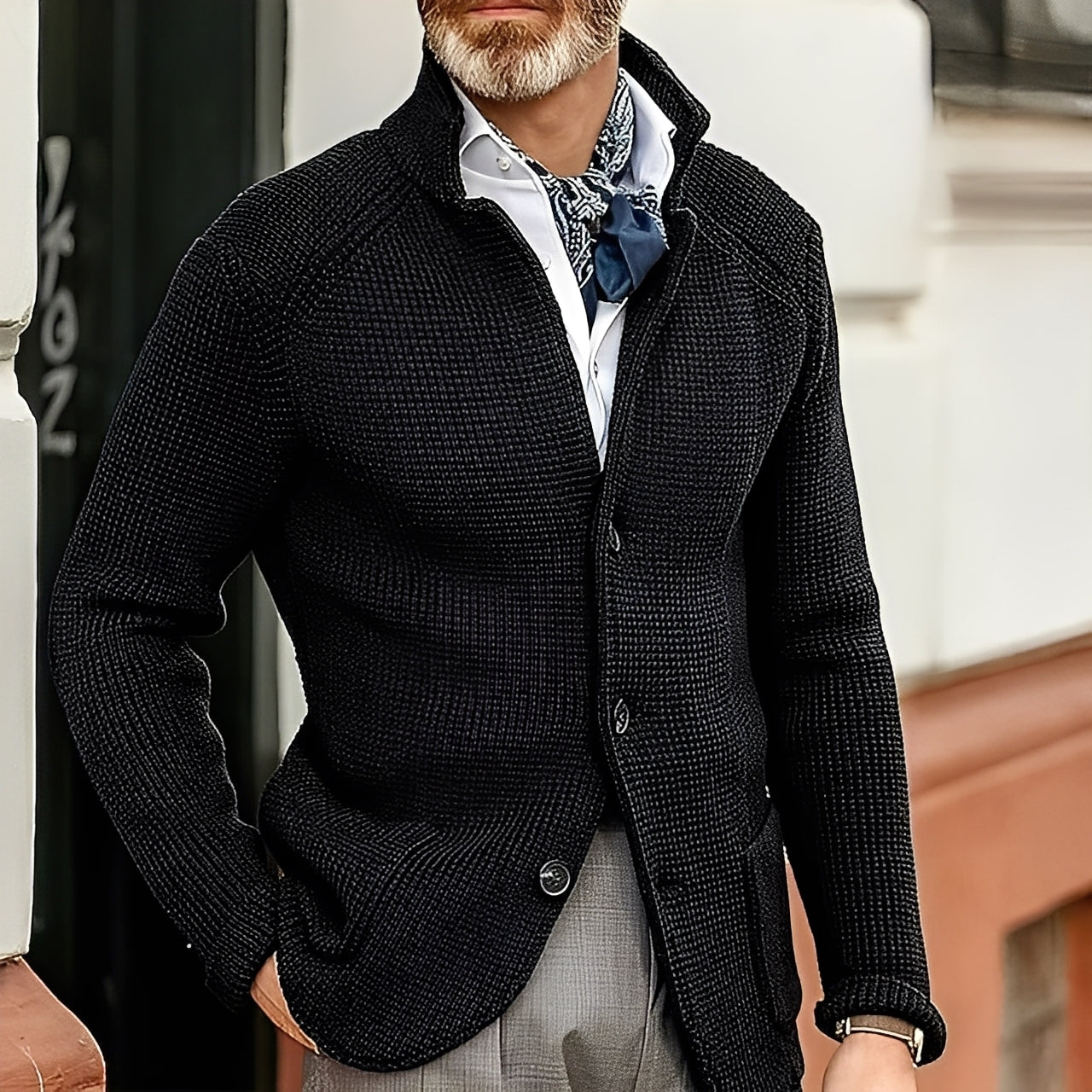 Kayden - Cardigan da uomo elegante con collo alto