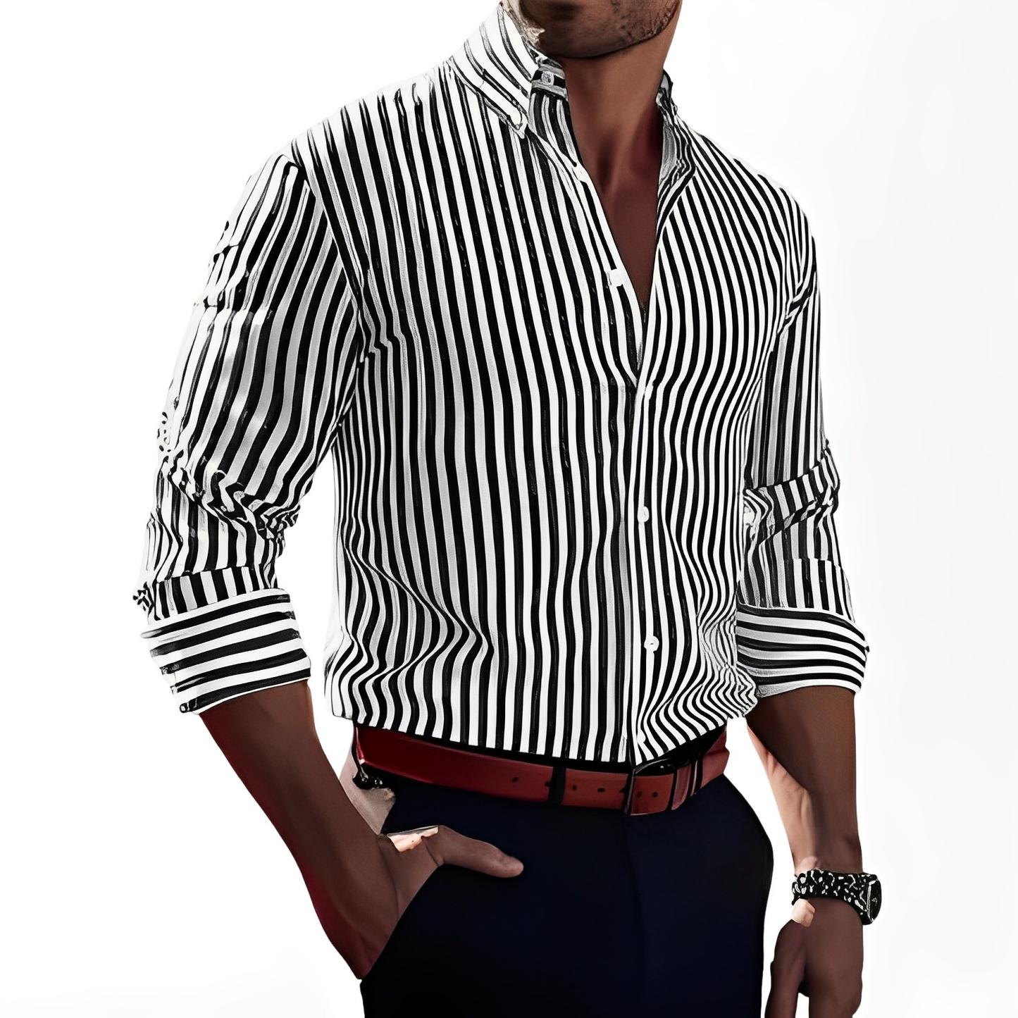 Brycen - Camicia elegante a righe a manica lunga per uomo