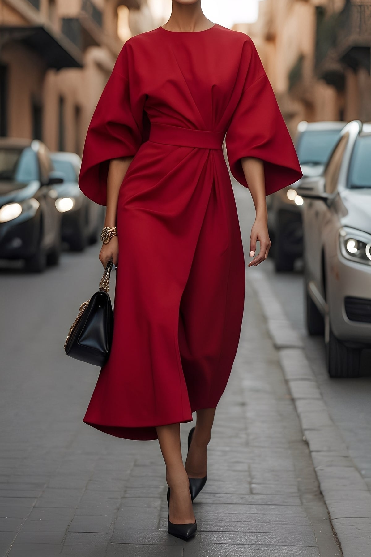 Elena - Vestito elegante e largo con cintura per donne