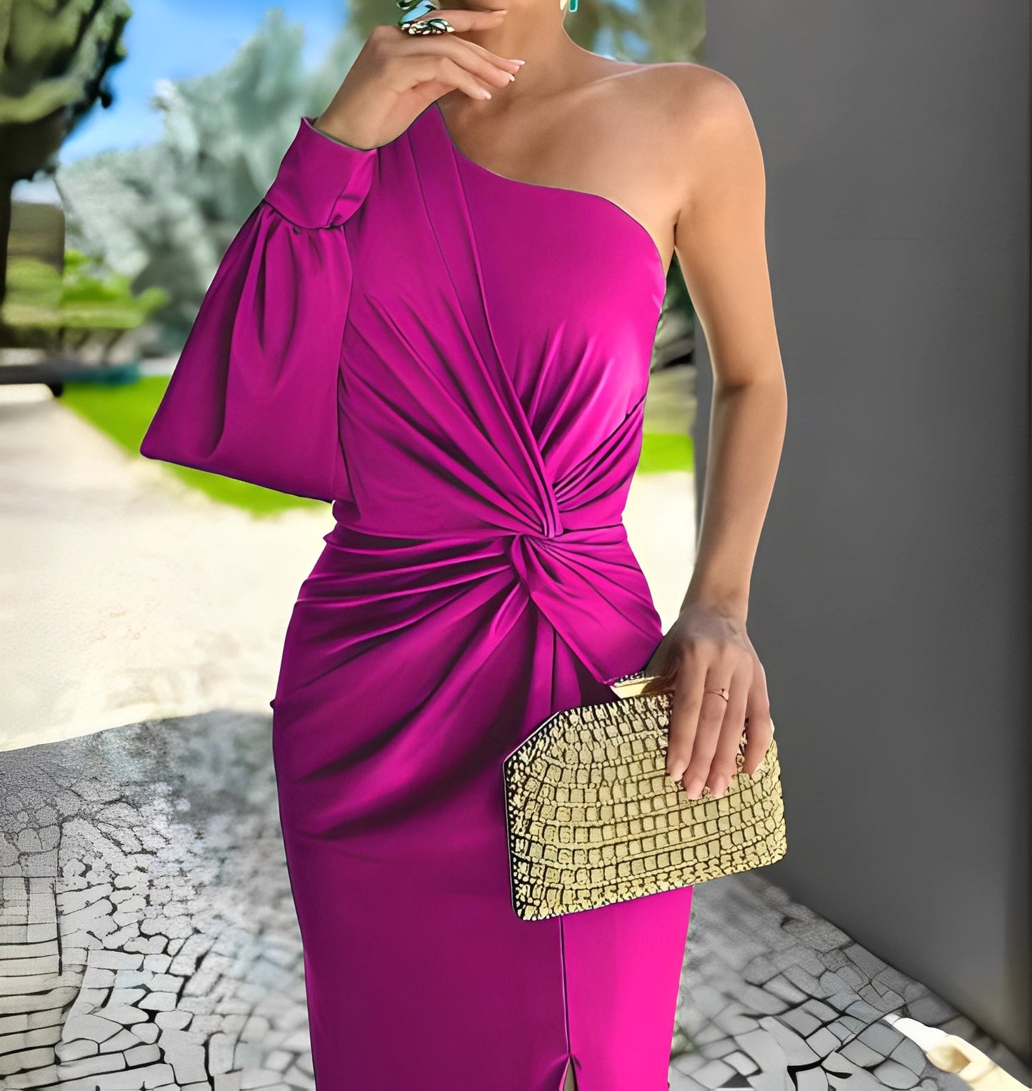 Pauline - Elegante vestito monospalla drappeggiato per donne