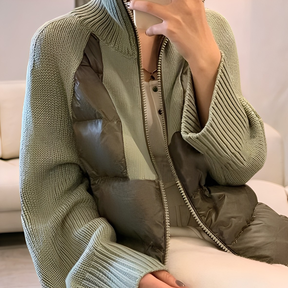 Harley - Parka comodo in maglia con cerniera per donne
