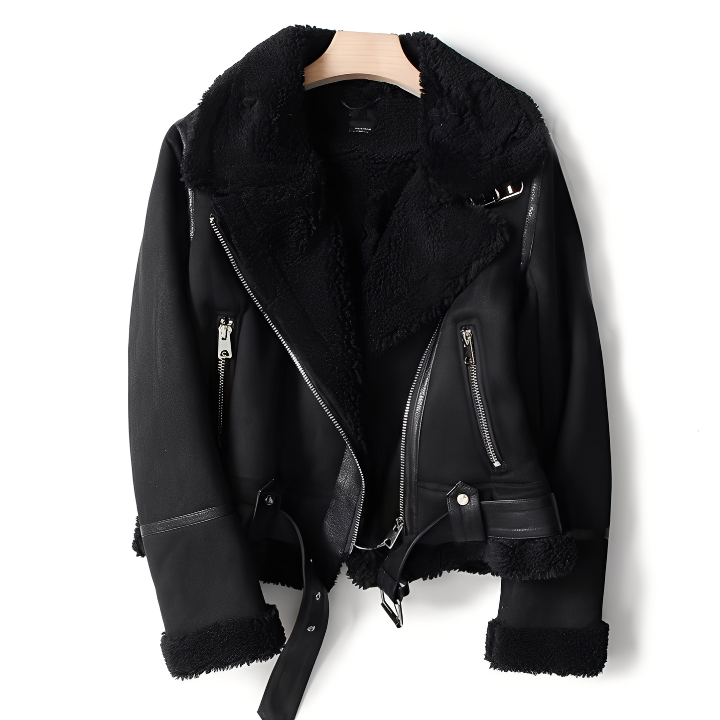 Marianne - Giacca elegante in pelle scamosciata con cintura per donne