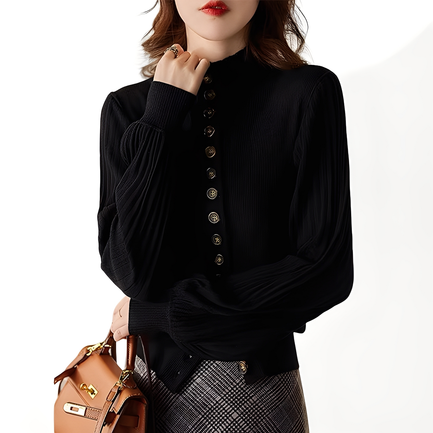 Adelyn - Maglia casual con maniche a lanterna per donne