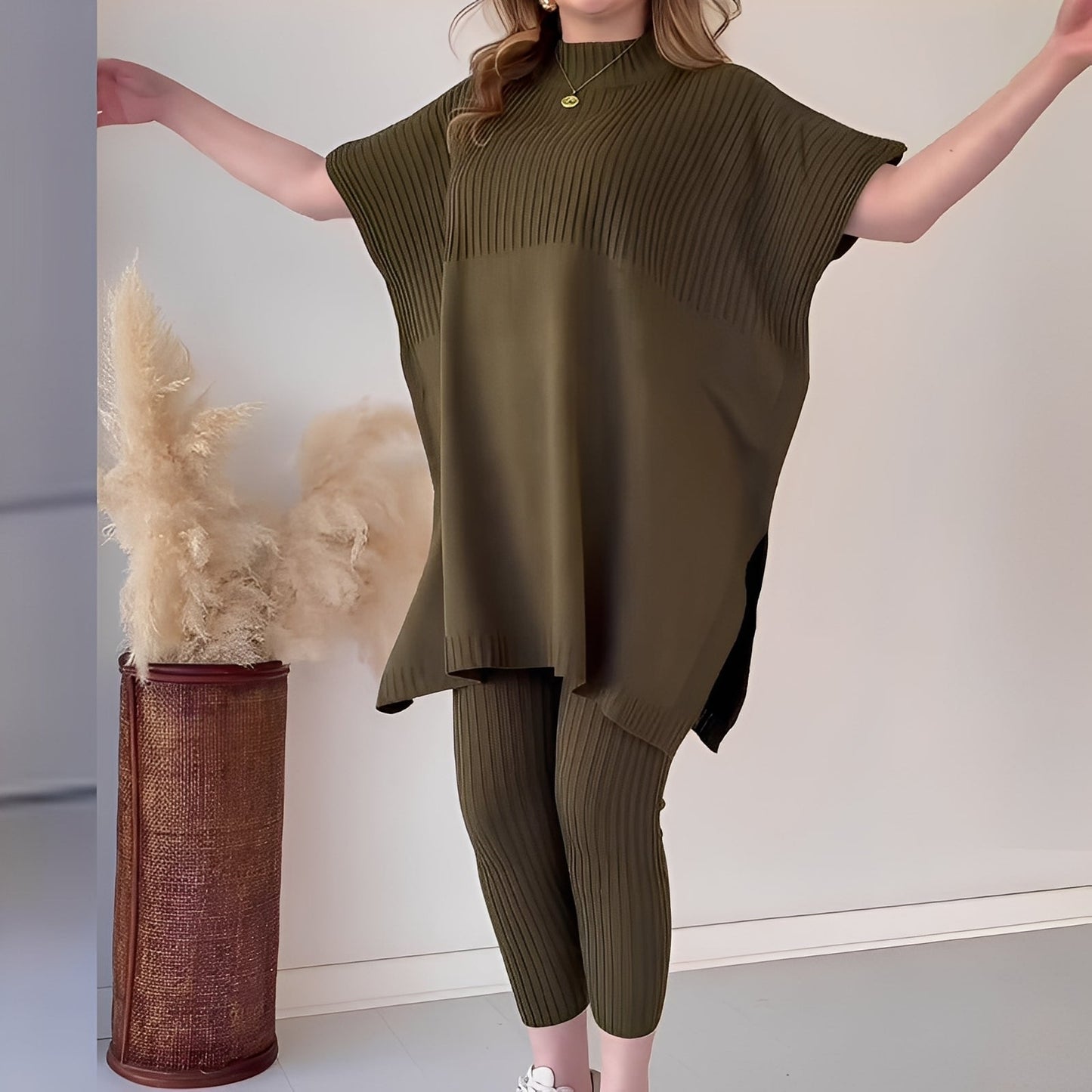 Roxanna - Set casual e comodo in maglia a due pezzi per donne