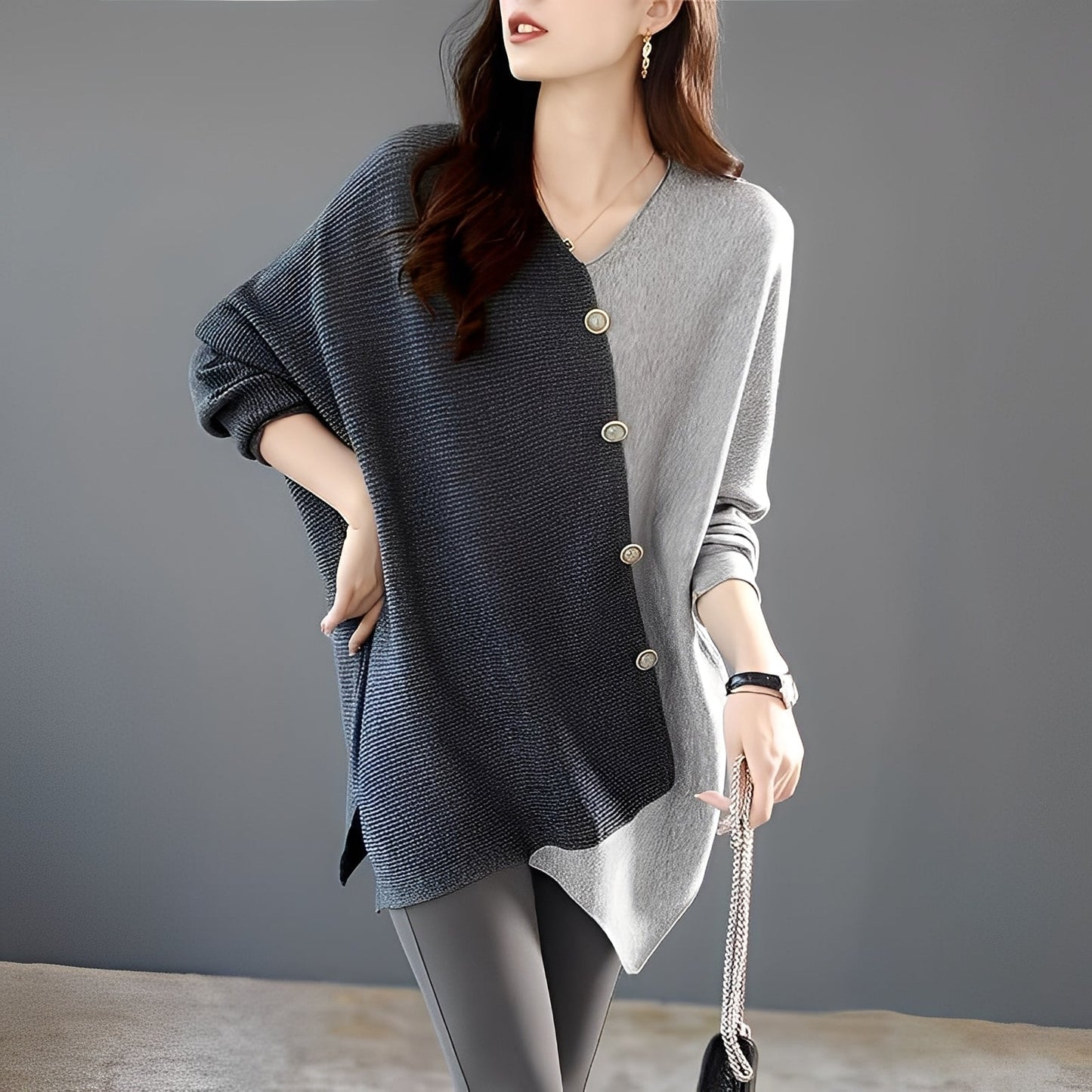 Madilynn - Maglione casual con design patchwork per donne
