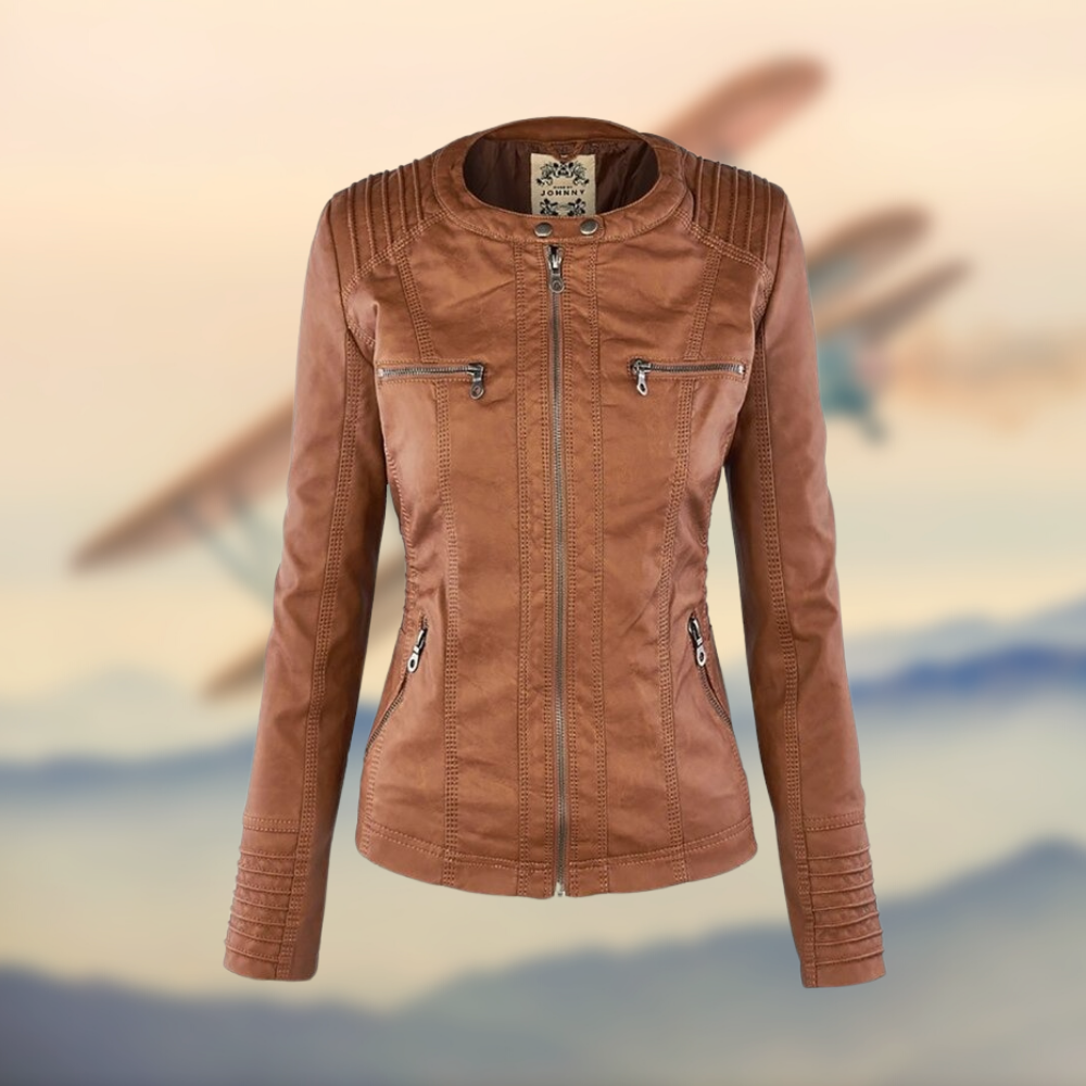 Carly - Giacca in pelle con cappuccio elegante