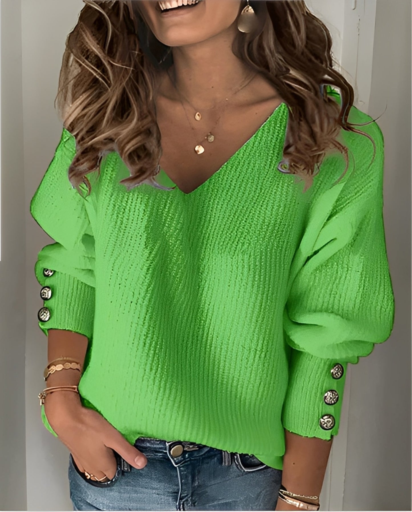 Beck – Maglione a maglia con scollo a V
