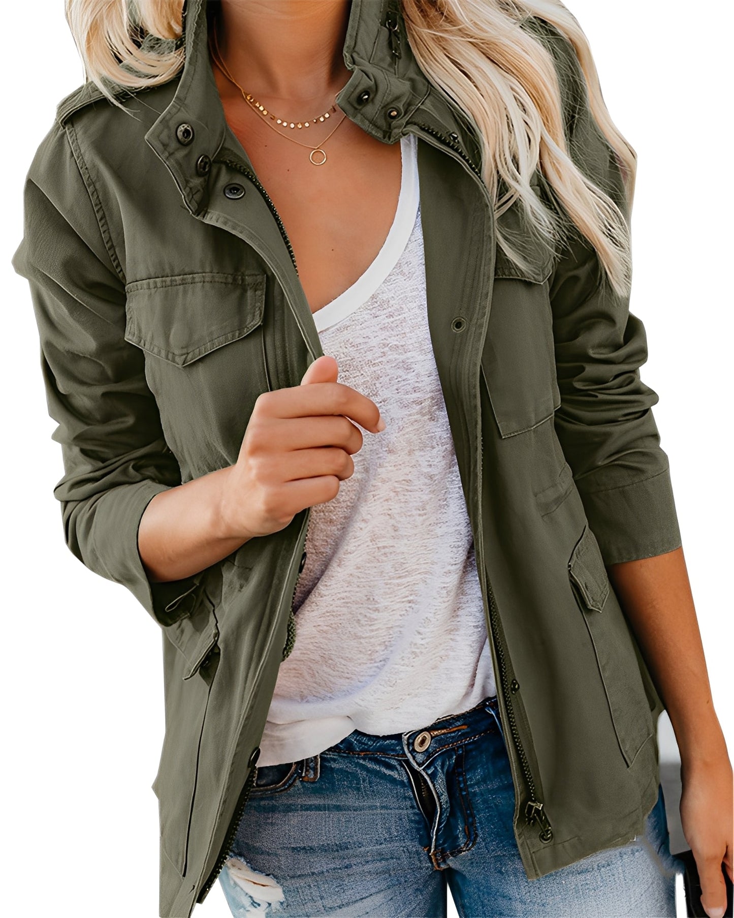 Rachyl - Giacca di jeans informale con zip per donne