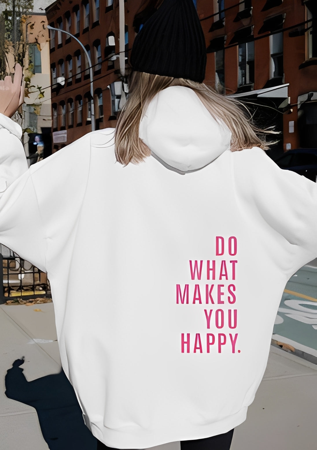 Adrienne - Felpa con cappuccio chic con scritta per donne