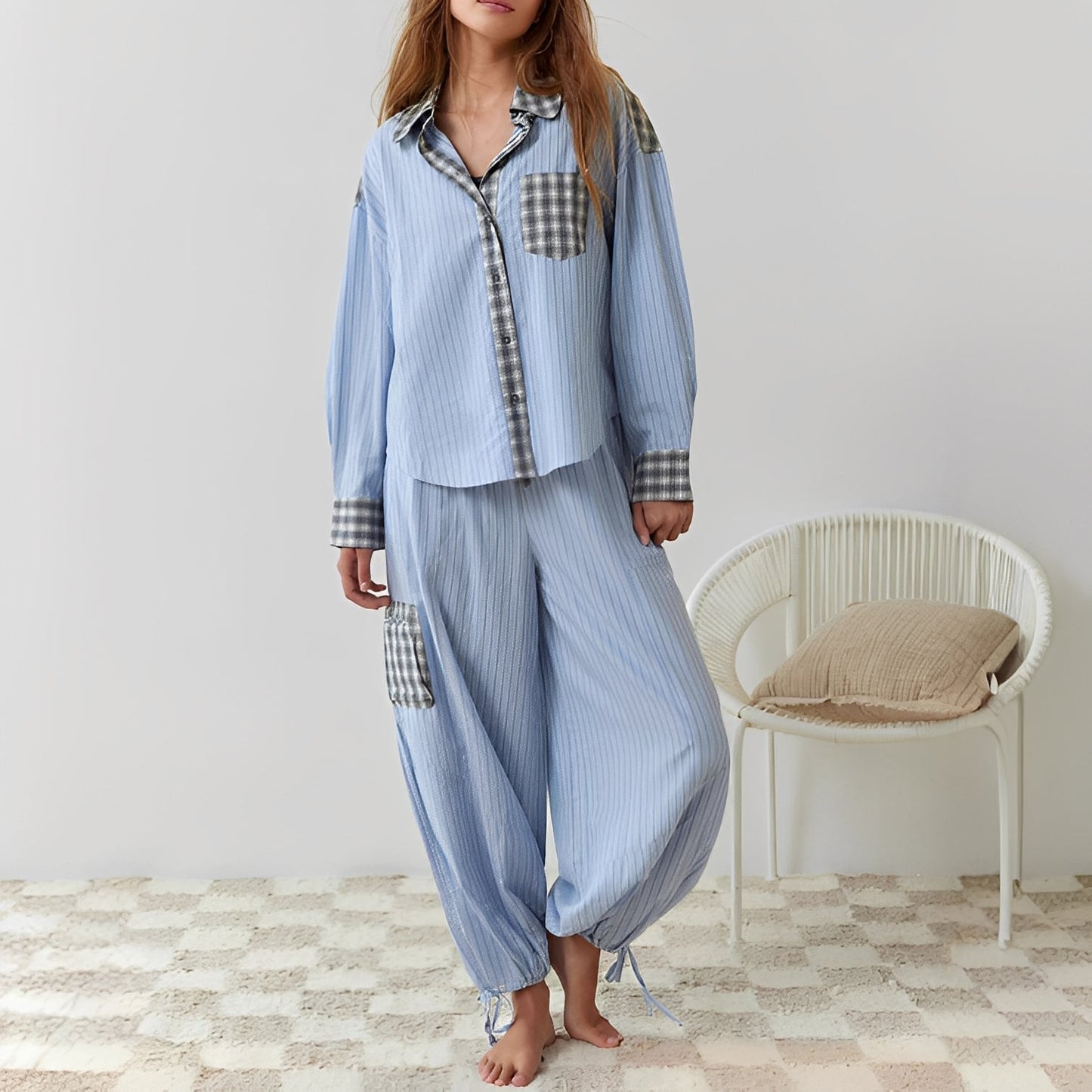 Elenora - Comodo e casual set pigiama a due pezzi per donne
