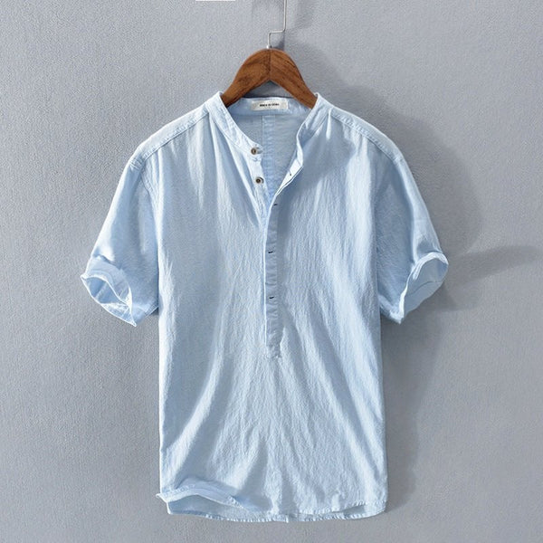 Nico - Camicia casual in lino e cotone a maniche corte