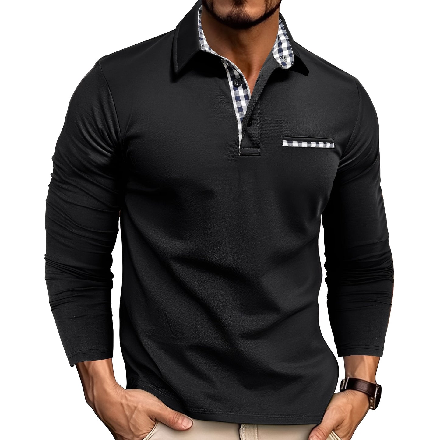 Rupert - Poloshirt a maniche lunghe casual per uomini