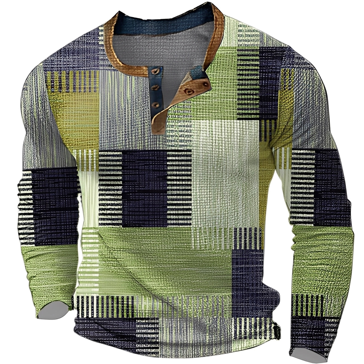 Brennan - Camicia da uomo stampata con maniche lunghe per un look informale