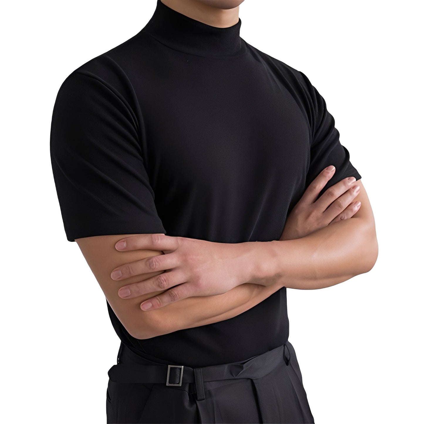 Terence - Camicia casual aderente con collo alto per uomo