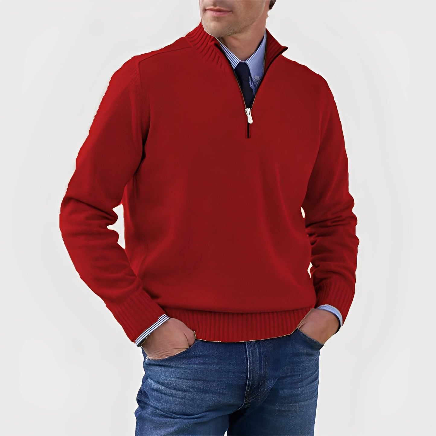 Nolan - Maglione da uomo con zip casual