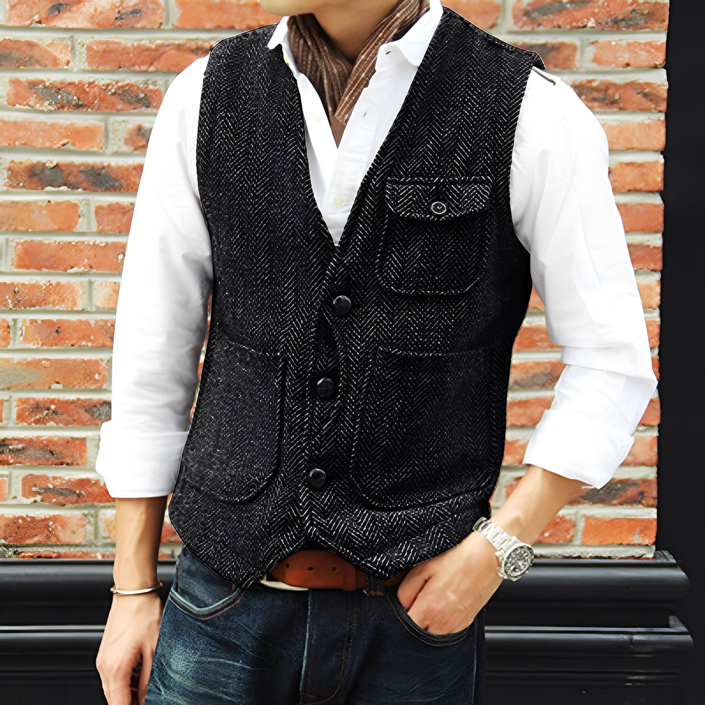 Matthew - Gilet elegante in tweed con tasche per uomo