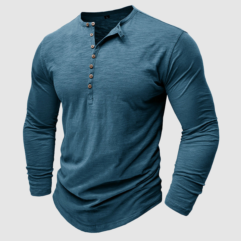 Ansel - Camicia informale in cotone con bottoni per uomo