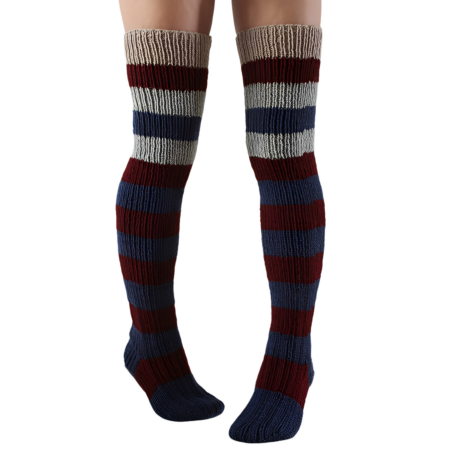 Rhianna - Calze lunghe eleganti a righe per donne