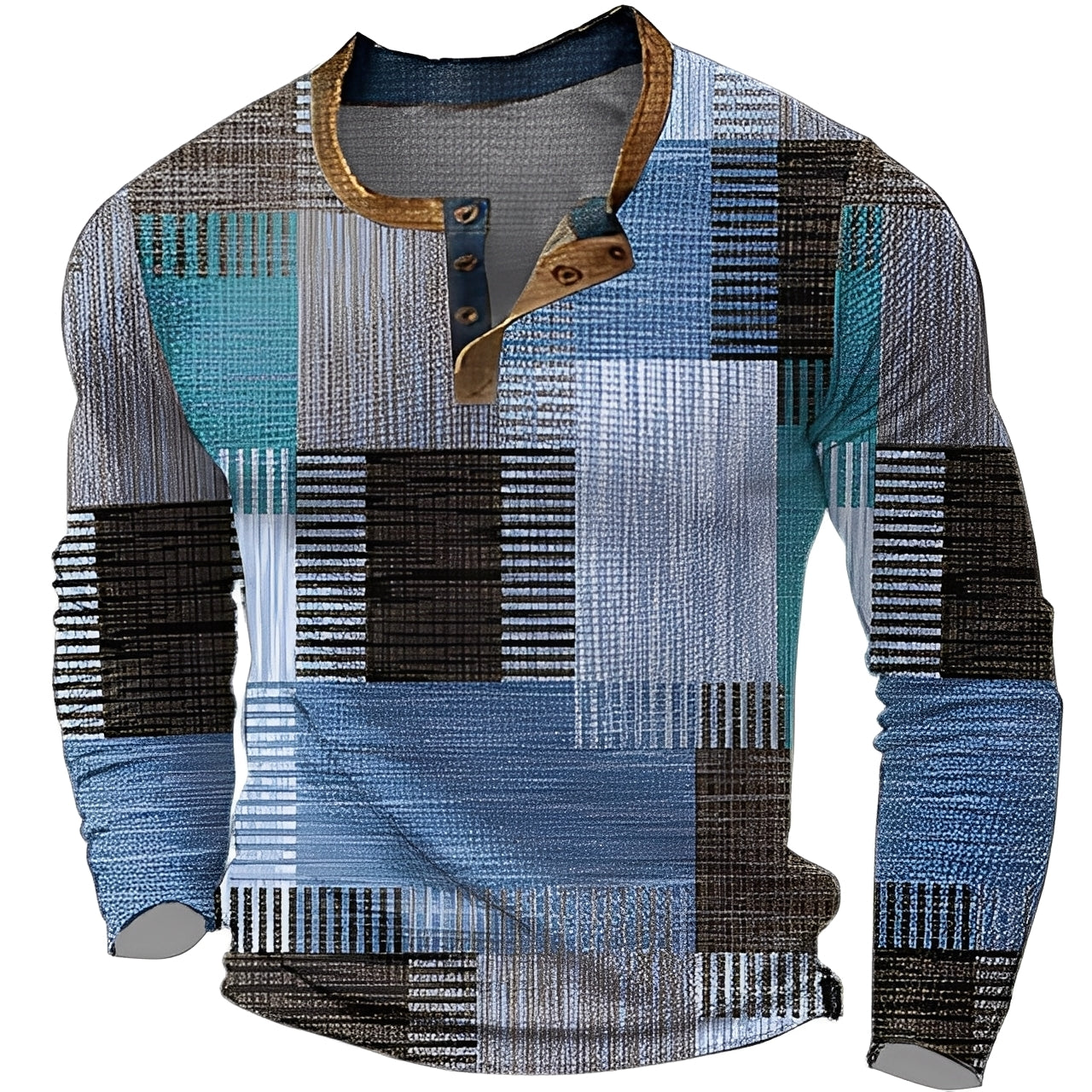 Brennan - Camicia da uomo stampata con maniche lunghe per un look informale