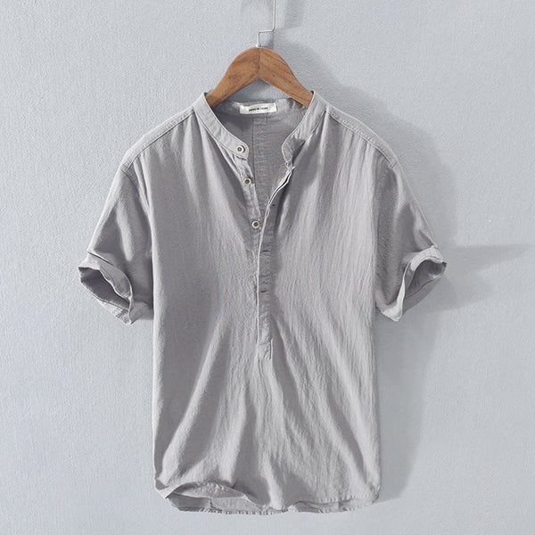 Nico - Camicia casual in lino e cotone a maniche corte