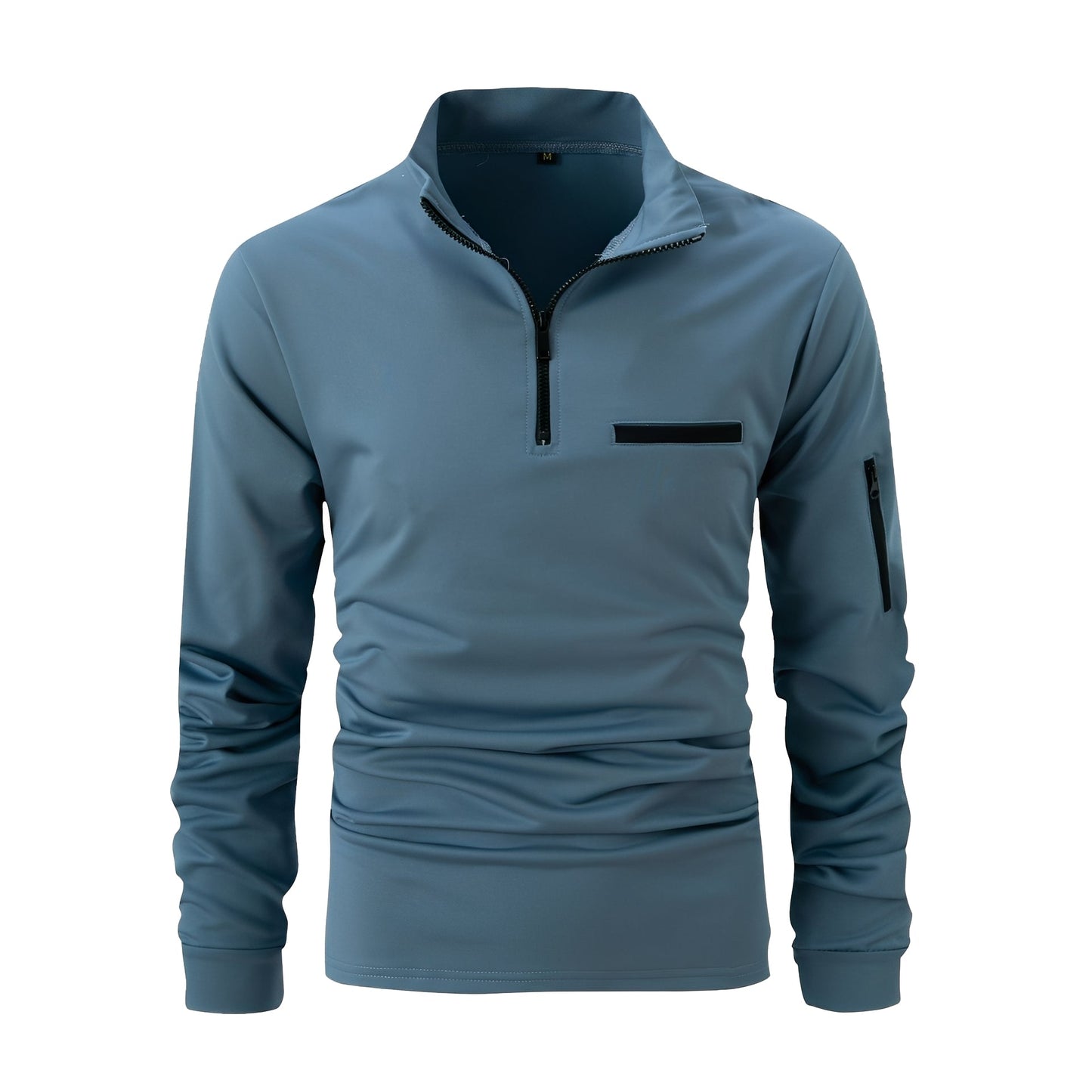 Lucian - Camicia da uomo casual con zip e tasca