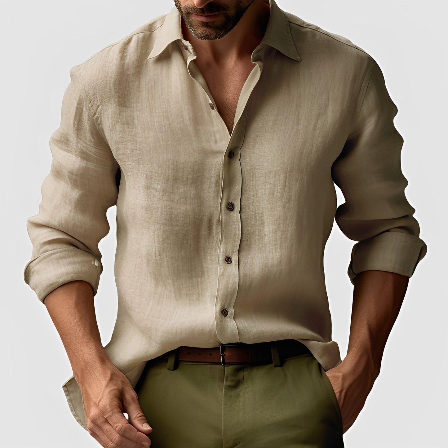 Emile - Camicia di lino uomo, classica e semplice