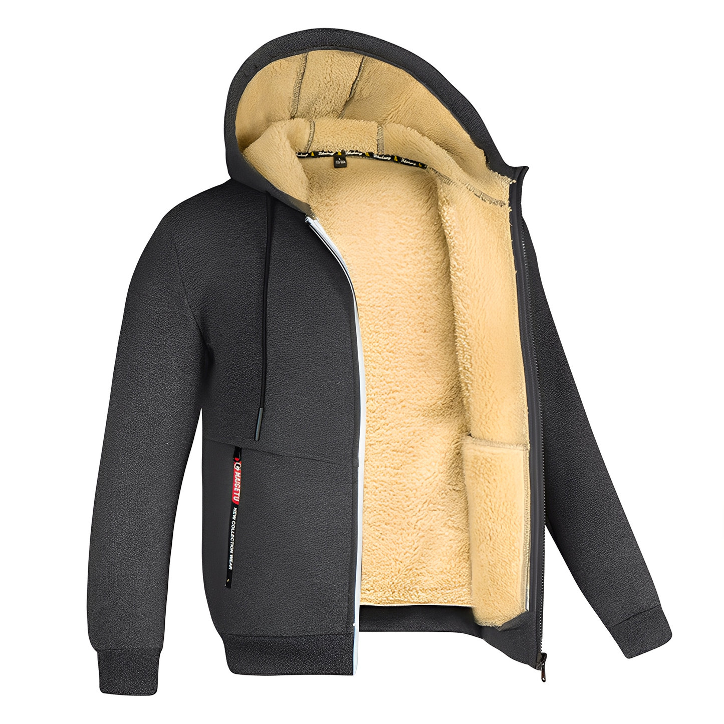 Davin - Giacca con cappuccio in pile casual per uomo