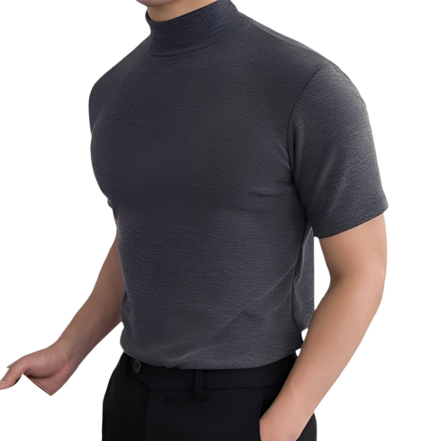 Terence - Camicia casual aderente con collo alto per uomo