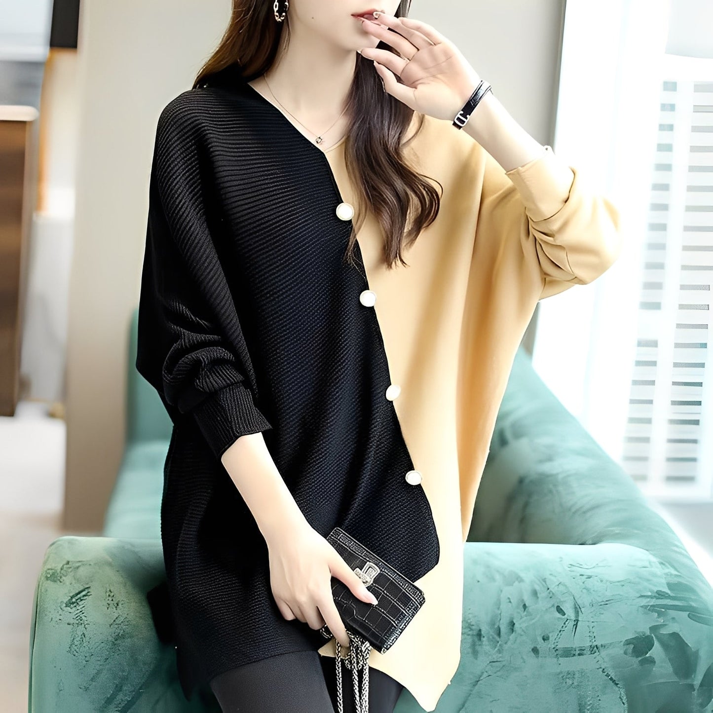 Madilynn - Maglione casual con design patchwork per donne