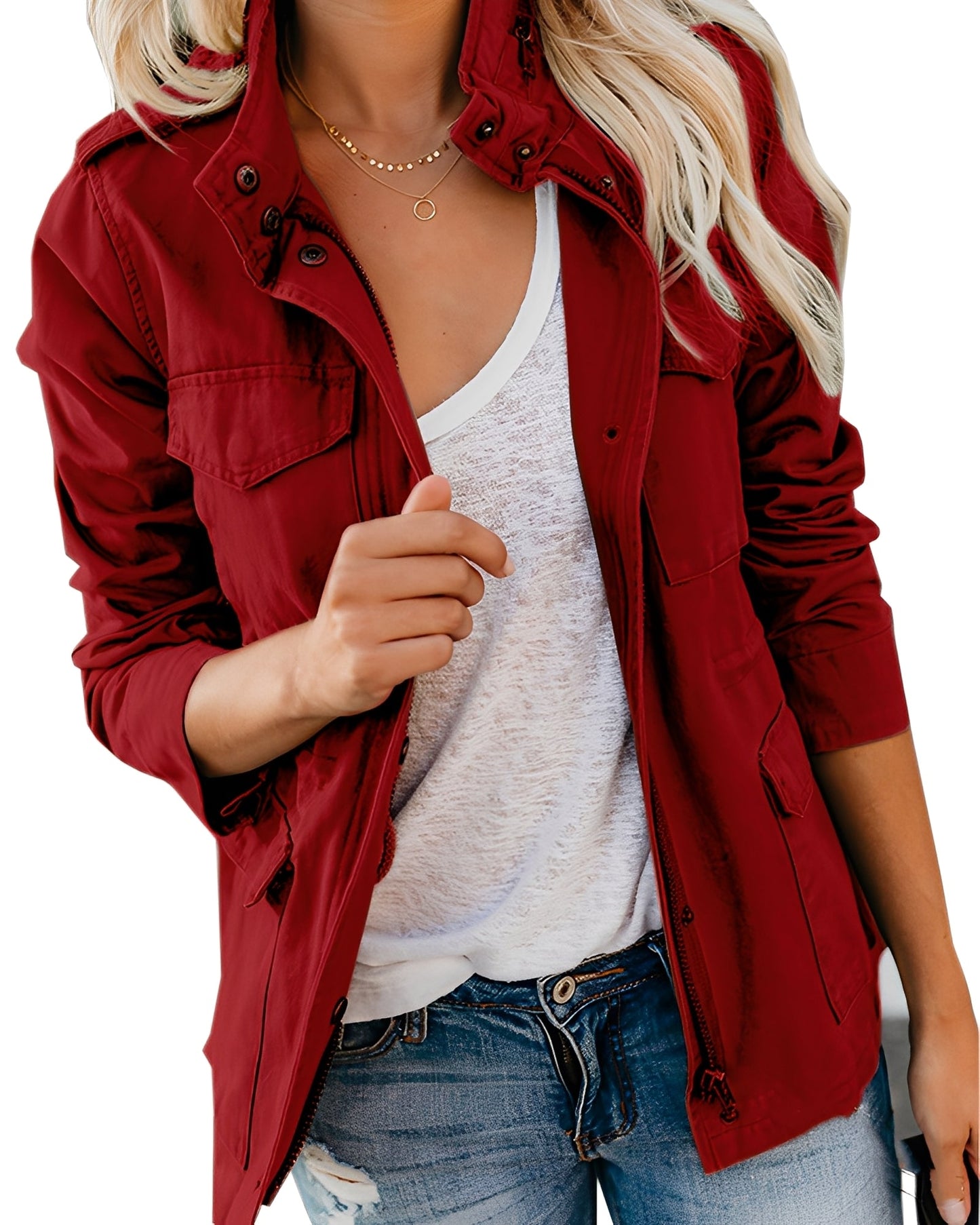 Rachyl - Giacca di jeans informale con zip per donne