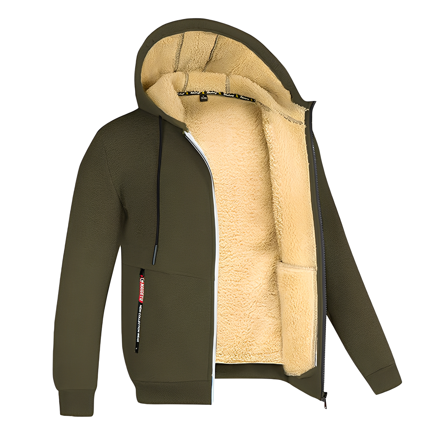 Davin - Giacca con cappuccio in pile casual per uomo
