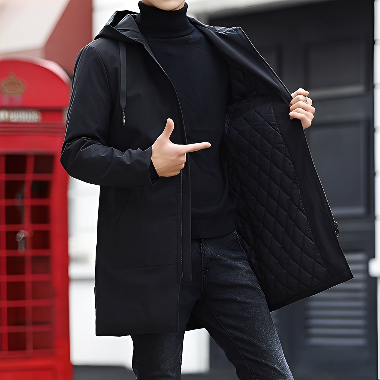 Derren - Giacca casual e leggera con cappuccio per uomo