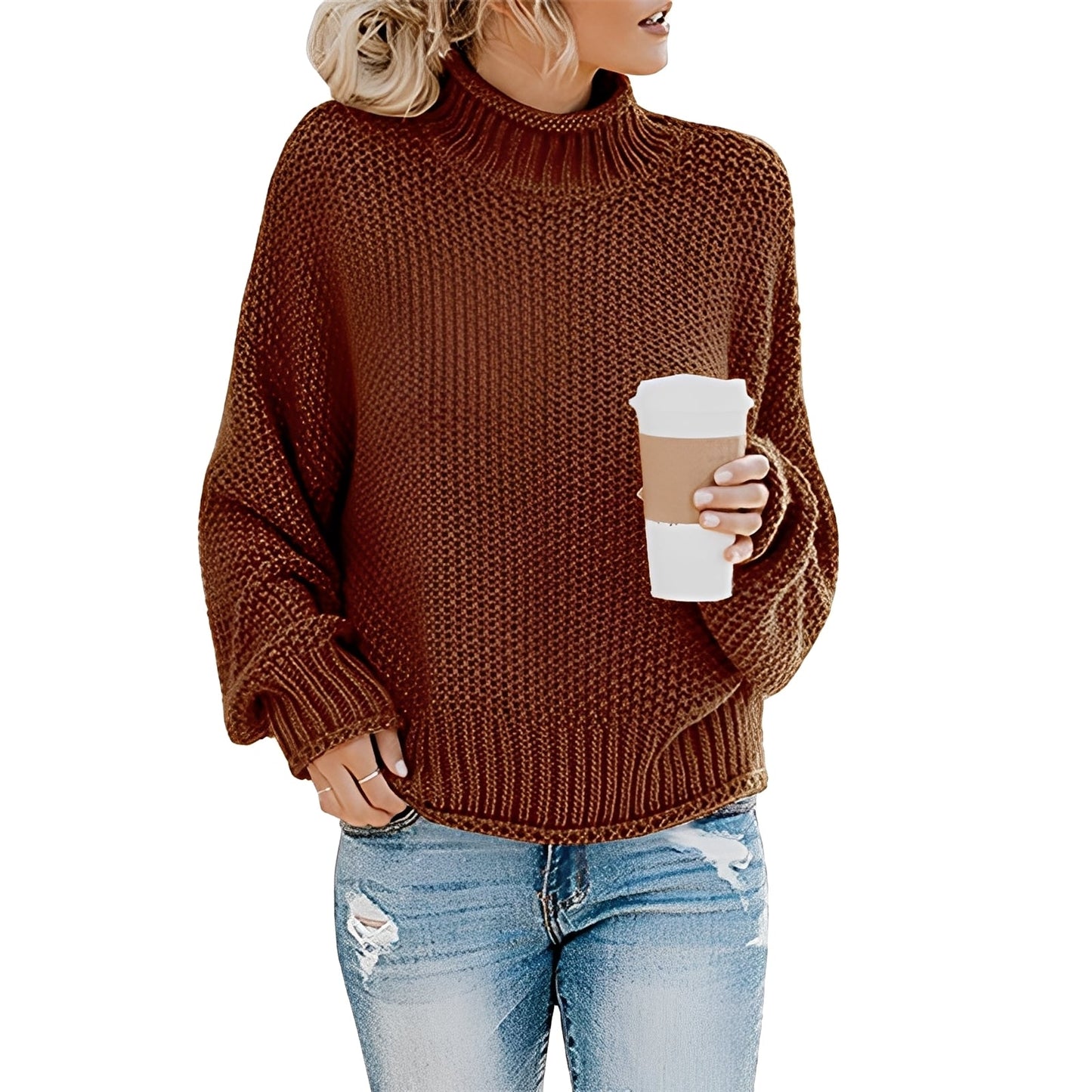 Evalyn - Pullover casual con collo alto per donne