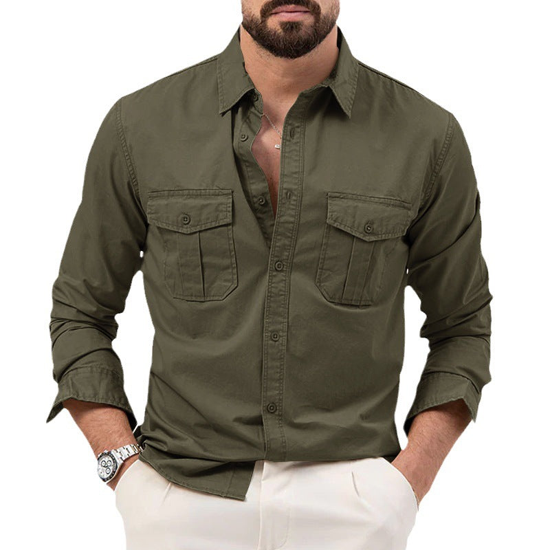 Dennis - Camicia tradizionale a maniche lunghe con tasche per uomo