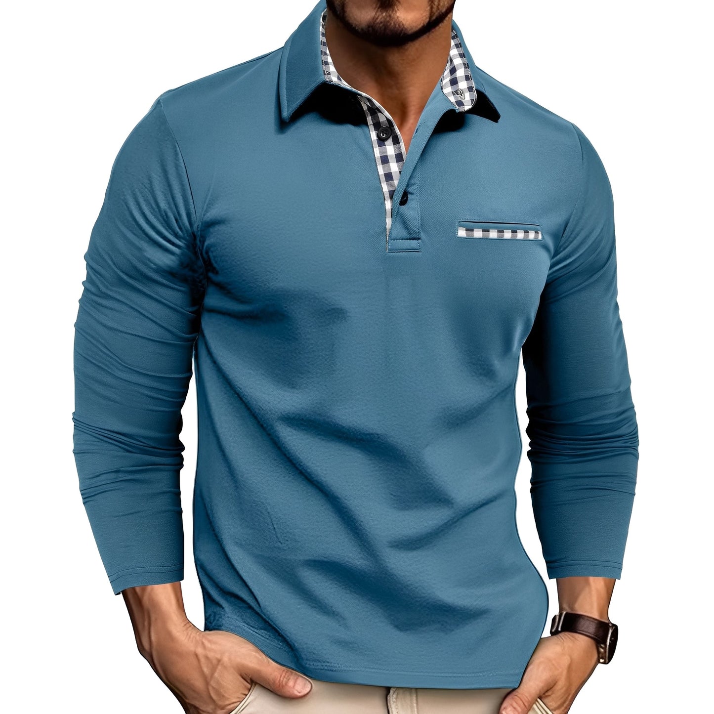 Rupert - Poloshirt a maniche lunghe casual per uomini