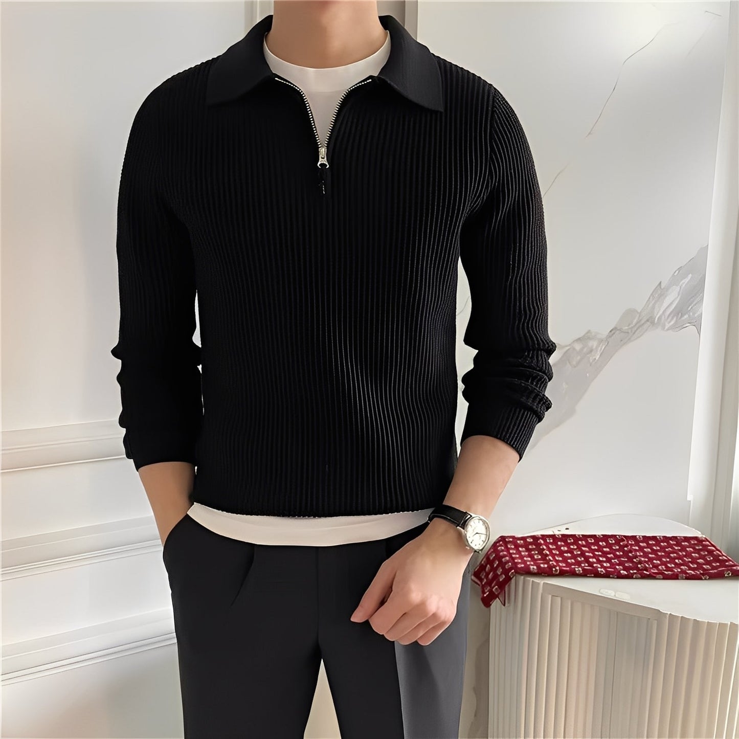 Justin - Elegante maglione da uomo con zip