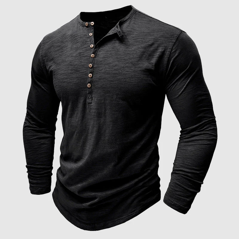 Ansel - Camicia informale in cotone con bottoni per uomo