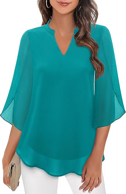 Brianna - Blusa a Maniche Split con Movimento Elegante
