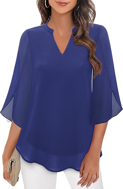 Brianna - Blusa a Maniche Split con Movimento Elegante