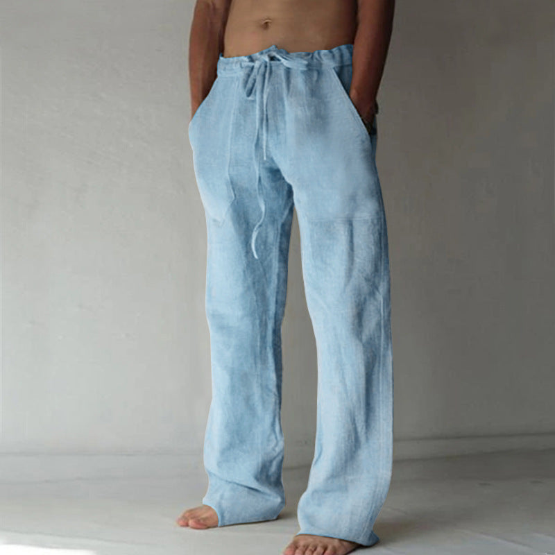 Benjamin - Pantaloni casual in lino da uomo in tinta unita