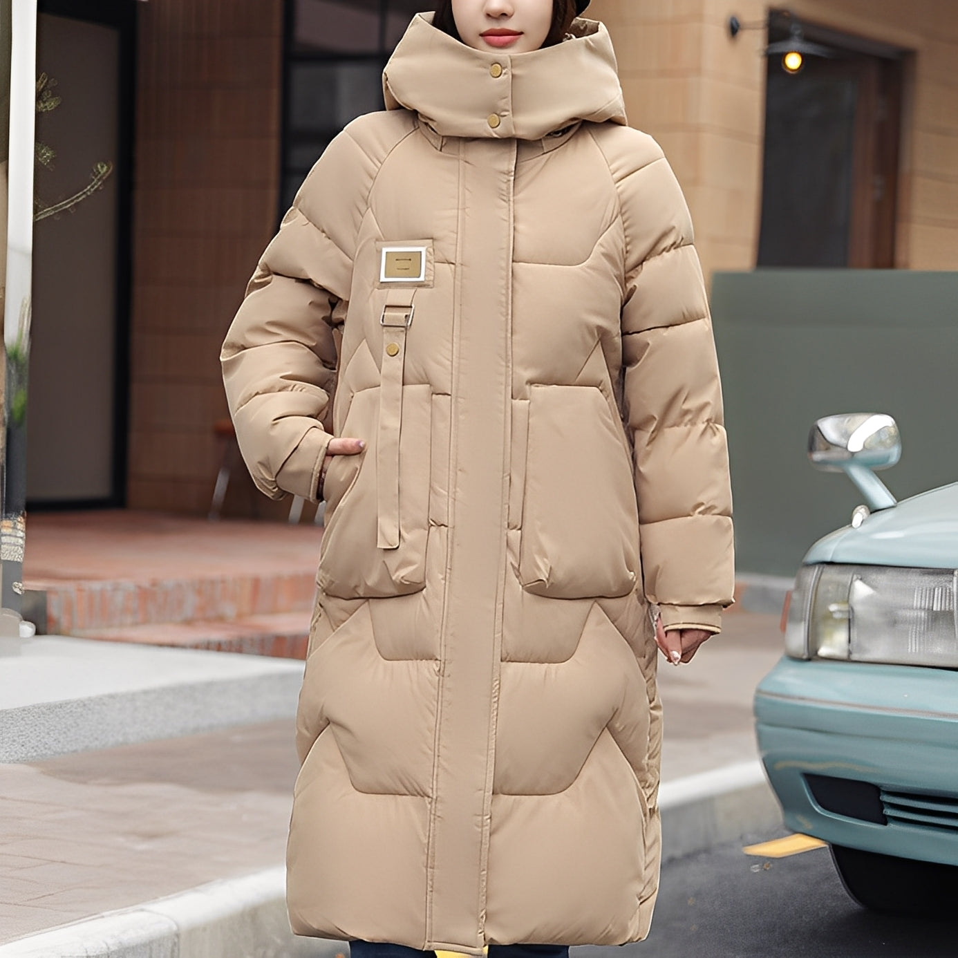 Rexanne - Giacca lunga elegante con cappuccio per donne