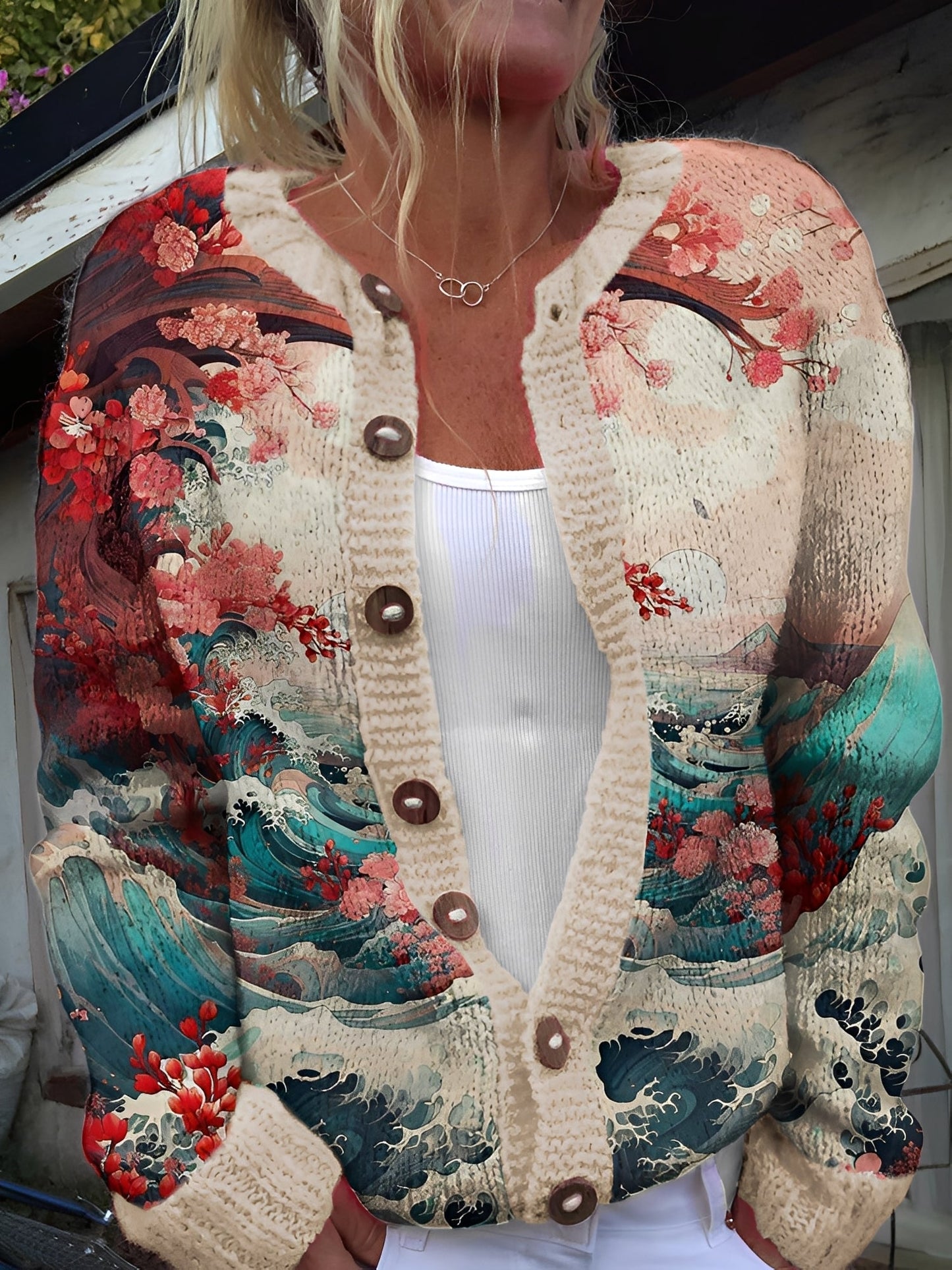 Kandace - Elegante Cardigan a Fiori per Donne