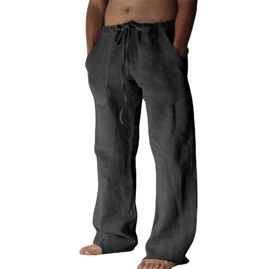 Benjamin - Pantaloni casual in lino da uomo in tinta unita