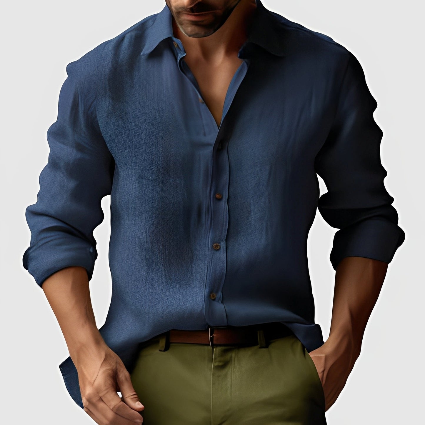 Emile - Camicia di lino uomo, classica e semplice
